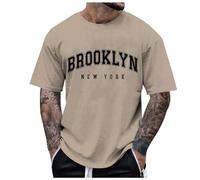 Mens T-Shirt Short Sleeve Crew Neck Soft Fitted Tees Classic Tshirts Quick Dry Gym Running Athletic Top Moisture Wicking Basic Tee Shirt Casual Graphic T-Shirts (Khaki,L)