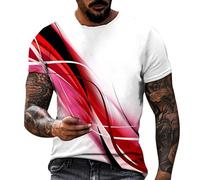 Men's T-Shirt Short Sleeve Crewneck Cotton Tees Lightweight Gym Jogging Shirts Summer Walking T Shirt Breathable Sport T-Shirts Moisture Wicking Workout Training Running Tops Basic (Red,L)