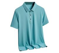 Mens T Shirt Short Sleeve Henley T Shirt Mens Plain Grandad Collar Shirts Stylish Buttons Muscle T-Shirts Casual Summer Beach Holiday Top Silk Breathable Performance Polo