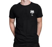 Mens T Shirt Summer Plain Cotton Short Sleeve Tee Shirts Regular Fit Round Neck Classic Hawaii Print Breathable Soft Lightweight Casual Beach Daily Top (A-1-Black, L)