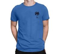 Mens T Shirt Summer Plain Cotton Short Sleeve Tee Shirts Regular Fit Round Neck Classic Hawaii Print Breathable Soft Lightweight Casual Beach Daily Top (A-1-Blue, L)