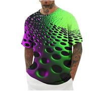 Mens T Shirt Summer Short Sleeve Shirts Clearance,Men Round Neck Wave Dot Vortex Printed Blouses Gym Sport Fitness Tops Casual Loose-Fit Comfort Breathable Tees Holiday Vacation Clothes UK Size M-4XL