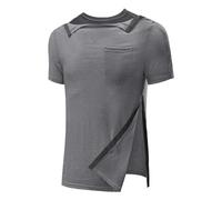 Men's T Shirt Tops, Post Shoulder Recovery Shirts, Full Tear Short Sleeve T-Shirt, After Surgery Tops, Snap Chemo Port Access Shirt Casual Tee Shirts for Men Fashion Summer Top with Pocket Grey