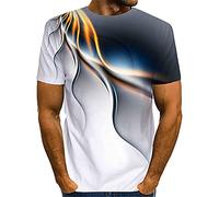 Mens T Shirt UK Clearance 3D Printed T-Shirts Summer Regular Fit Short Sleeve Tops Gym Running Workout Tshirt Lightweight Pullover Casual Athletic Tees Adult Tops Activewear Silver