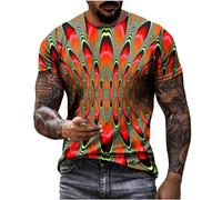 Mens T Shirt UK Clearance Visual Gradient 3D Printed Short Sleeve Tops Summer Basic Tees Casual Round Neck Muscle Fit Tshirts Lightweight Sports Workout Tops S-5XL
