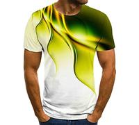 Mens T Shirt UK Sale Clearance 3D Printed T-Shirts Summer Regular Fit Short Sleeve Tops Gym Running Workout Tshirt Lightweight Pullover Casual Athletic Tees Adult Tops Activewear Yellow
