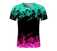Mens T Shirt UK Sale Clearance Flame 3D Printed Tshirt Summer Regular Fit Short Sleeve Tops Lightweight Running Workout T-Shirts Casual Crew Neck Tee Shirts M-4XL Mint Green