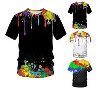 Mens T-Shirt UK Sale Clearance Tie Dye T Shirts Short Sleeve Shirt Round Neck Tee Fashion Casual Tshirts Soft Cotton Blouse Loose Fit Pullover Fast Dry Breathable Undershirt Outdoor Street Daily Tops
