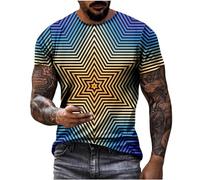 Mens T Shirt UK Sale Clearance Visual Gradient 3D Printed Short Sleeve Tops Summer Basic Tees Casual Round Neck Muscle Fit Tshirts Lightweight Sports Workout Tops S-5XL