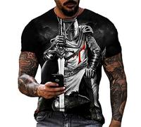 Men's T-Shirt Viking Knight Templar 3D Print T-Shirt Retro Crusader Samurai Pattern Short Sleeve T Shirt Tops