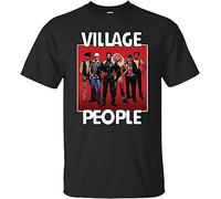 Mens T-Shirt Village People, Retro, 1970'S, Disco, Funk, LGBT, Dance, Music Short Sleeve Crewneck Tee (Large)