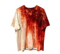 Men's T-Shirt with Halloween Motif Blood Graphic in Plus Size for Men with Print in Solid Colour Short Sleeves Men's Tops Summer with Lace, red, L