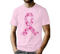 Men's T-Shirt with Pink Bow Motif - Graphic Shirt for Support and as a Sign of Hope | Top with Typographic Awareness Design, style_o01 pink, XXL