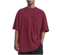 Mens T Shirts Big and Tall Oversized Washed Shirts Short Sleeve Summer Tops Heavyweight Cotton Tops Basic Vintage Graphic Tees Plus Size Fashion Clothing Baggy Lounge Work Gym Tshirts Men UK Wine