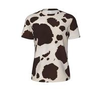Mens T-Shirts Casual Round Neck Cow Fur Print 3D Fashion Men's Quick Dry T Shirts Short Sleeve Sport Tops Moisture Wicking Outdoor Athletic Running Top Summer Mesh Tee