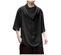 Men's T-Shirts Casual Techwear Japanese Harajuku Streetwear Hip Hop Short Sleeve T-Shirt for Men Streetwear Harajuku Japanese Waves Short Sleeve Hip Hop T Shirts Streetwear, black, XL