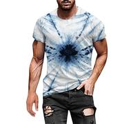 Men's T-Shirts Clearance Mens Athletic Shirts Hippies Senior Short Sleeve Tie Dye Tees Shirt Crewneck Loose Fit Pullover Tops Plus Size Gym Running Workout Shirt Activewear