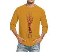 Mens T-Shirts Designer Plain 3/4 Sleeve Crewneck Sweatshirt Jumpers Top Fashion Print Pullover Tops Outdoor Casual Sports Gym Mens Tops Casual Smart Workout Tops