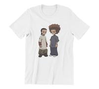 Men's T-Shirts Huey and Riley Freeman The Boondocks Funny Cotton Tees Short White XXL
