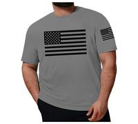 Men's T-Shirts Mens Flag of The United States of America Fashion Casual T Shirt Fat Plus Size Mens and Stripes Loose Fashion Casual 3D Printing Plus Size T Shirt Plus Size Mens Coat (Grey XXXXXXXL)