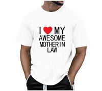 Men's T-Shirts Mens Mother's Day I Love My Mother in Law Round Neck Short Sleeve T Shirt (White L)