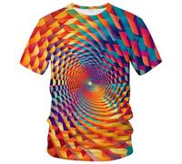 Men's T-Shirts Novelty Optical Illusion Funny Psychedelic Football Shirt Classic Running T Shirts for Men Personalised T Shirts for Men, for Golf, Sport, L