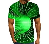 Mens T Shirts Plus Size Funny 3D Geometry Optical Illusions Printed Tops Lightweight Short Sleeve Round Neck Tshirts Fashion Breathable Casual Running Gym Streetwear
