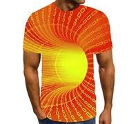 Mens T Shirts Plus Size Funny 3D Geometry Optical Illusions Printed Tops Lightweight Short Sleeve Round Neck Tshirts Fashion Breathable Casual Running Gym Streetwear