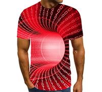 Mens T Shirts Plus Size Funny 3D Geometry Optical Illusions Printed Tops Lightweight Short Sleeve Round Neck Tshirts Fashion Breathable Casual Running Gym Streetwear