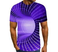Mens T Shirts Plus Size Funny 3D Geometry Optical Illusions Printed Tops Lightweight Short Sleeve Round Neck Tshirts Fashion Breathable Casual Running Gym Streetwear