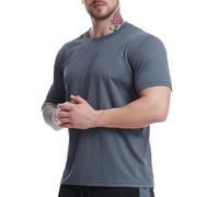 Mens T-Shirts Quick Dry Workout Shirts Anti-Wrinkle Moisture Wicking T-Shirt Performance Tops Running Athletic Tees Playeras para Hombres(Dark Gray, L)