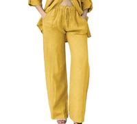 Men's T Shirts Sale Clearance Womens Linen Trousers Casual Ladies Cotton Linen Pants Drawstring Elastic Waist Summer Pants with Pockets Lightweight Comfy Trousers Generic Brand Yellow