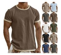 Mens T Shirts Short Sleeve - Cotton Linen Crew Neck T-Shirts Breathable Oversize Tshirts Summer Holiday Teesbasic Sport Tshirts Gym Tops Soft Tee Shirts Streetwear S-3Xl