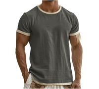 Mens T Shirts Short Sleeve - Cotton Linen Crew Neck T-Shirts Breathable Oversize Tshirts Summer Holiday Teesbasic Sport Tshirts Gym Tops Soft Tee Shirts Streetwear S-3Xl