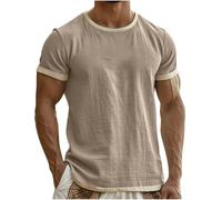Mens T Shirts Short Sleeve - Cotton Linen Crew Neck T-Shirts Breathable Oversize Tshirts Summer Holiday Teesbasic Sport Tshirts Gym Tops Soft Tee Shirts Streetwear S-3Xl