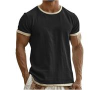 Mens T Shirts Short Sleeve - Cotton Linen Crew Neck T-Shirts Breathable Oversize Tshirts Summer Holiday Teesbasic Sport Tshirts Gym Tops Soft Tee Shirts Streetwear S-3Xl