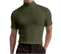 Mens T Shirts Short Sleeve Mock Neck Tops Plus Size Solid Color Casual Basic Layer T-Shirts Lightweight Comfortable Business Undershirts Fashion Daily Wear Tops Summer