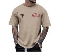 Mens T-Shirts Short Sleeve Plain Tshirts Casual Crew Neck Basic T Shirt Soft Cooling Fitted Stretch Tee Shirts Work Shirts for Men Men Clothes Blouses (Tshirts Men UK Khaki,XL)
