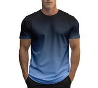 Men's T-Shirts Sports Casual Summer Tee Short Sleeve Lightweight Comfy Tops Holiday Beach Tshirt Crewneck Gradient Shirt Dark Blue