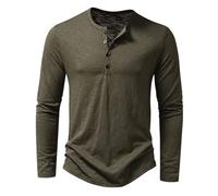 Men's T-Shirts Spring Autumn Slub Cotton Base Shirt Button Collar Fashion Solid Color Casual Long Sleeve T Shirt Mens Slim Fit Thin Tshirts Sport Gym Sweatshirts for Men (JN, M)