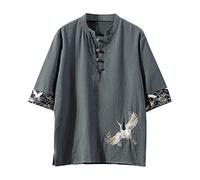 Men's T-Shirts Summer Shirts Traditional Chinese Style Shirt Kung Fu Tai Chi Training Clothing Embroidered Short Sleeve Tops for Men Traditional Chinese Tangzhuang, blue, XXL