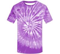 Mens T-Shirts Tie Dye T Shirts Summer Short Sleeve Tshirt Plus Size Novelty Printed Tee Casual Classic Crew Neck Tops(Z22-Purple, XXL)