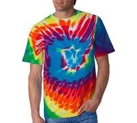 Mens T-Shirts Tie Dye T Shirts Summer Short Sleeve Tshirt Plus Size Novelty Printed Tee Casual Classic Crew Neck Tops Playeras De Algodon para Hombre(Yellow, 4XL)