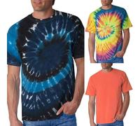 Mens T-Shirts Tie Dye T Shirts Summer Short Sleeve Tshirt Plus Size Novelty Printed Tee Casual Classic Crew Neck Tops Playeras De Algodon para Hombre(Yellow, 4XL)