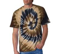 Mens T-Shirts Tie Dye T Shirts Summer Short Sleeve Tshirt Plus Size Novelty Printed Tee Casual Classic Crew Neck Tops Camisetas De Algodon para Hombre(Orange, XL)