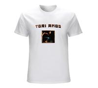 Men's T-Shirts Tori AmOs Soft Man Tops Short Sleeve Pattern Tee White M