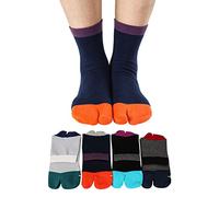 Men's Tabi Socks Flip Flop Split Toe Big Toe Cotton Crew Grip Athletic 4 Pack - - One size