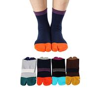 Men's Tabi Socks Flip Flop Split Toe Big Toe Cotton Crew Grip Athletic 4 Pack - - One size