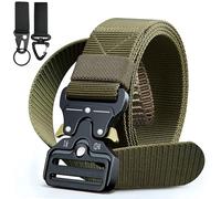 Mens Tactical Belt-Military Style Quick Release Heavy Duty Nylon Belt with Metal Buckle, Adjustable Utility Belt Waist Webbing for Outdoor, Camping, Hiking, Work - Durable & Gift Ready with Hook