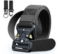 Mens Tactical Belt-Military Style Quick Release Heavy Duty Nylon Belt with Metal Buckle, Adjustable Utility Belt Waist Webbing for Outdoor, Camping, Hiking, Work - Durable & Gift Ready with Hook